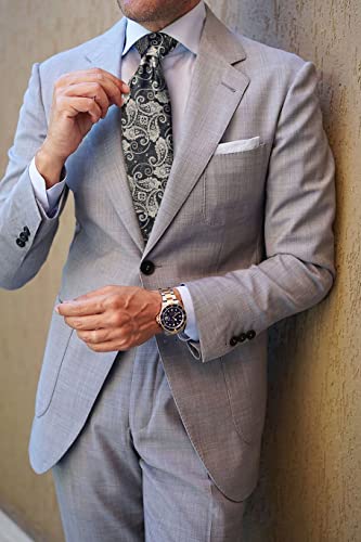 Image of HISDERN Ties for Men Paisley Tie and Pocket Square Woven Classic Floral Mens Ties Handkerchief Set Wedding Party Necktie