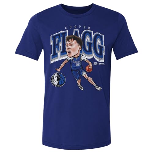 500 LEVEL Cooper Flagg Dallas Mavericks Cartoon Shirt (Royal Blue, Medium)