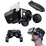 Óculos de Realidade Virtual VR 3D com Visão 360°, Lentes HD Ajustáveis e Conforto Premium, Compatível com Smartphones até 7,2' (Com Controle)