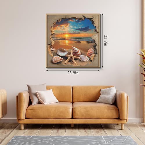 Beach Sunset Puzzles for Adults 1000 Pieces, Ocean Starfish Seashell Jigsaw Puzzles, Vintage Beach Shells Puzzle as Wall Decor by PPuzzling - Image 4