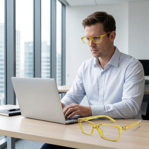 Image of Eyekepper Blue Light Reading Glasses Men Women 4.0, Yellow 2 Pack