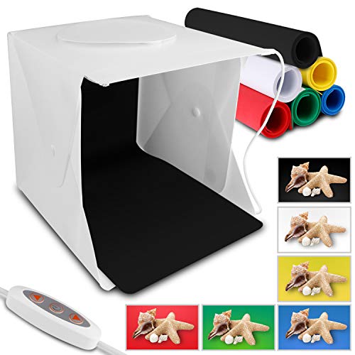 Élégante boîte à photo Choise 9,8 'x 9,3' Tente de prise de vue portable Boîte à lumière pliante Photographie avec 40 lumières LED 6 arrière-plans pour produit de petite taille （25cmx23.5cmx22cm）