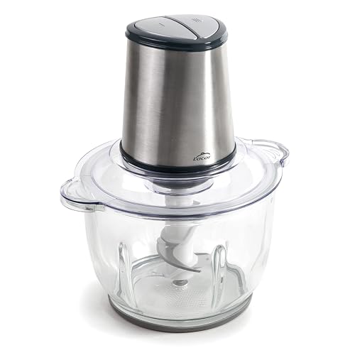 Lacor - 69073 - Picadora eléctrica de cristal QUARTZ, 4 cuchillas ultra-resistentes, 2 velocidades, 300 W, 2 L