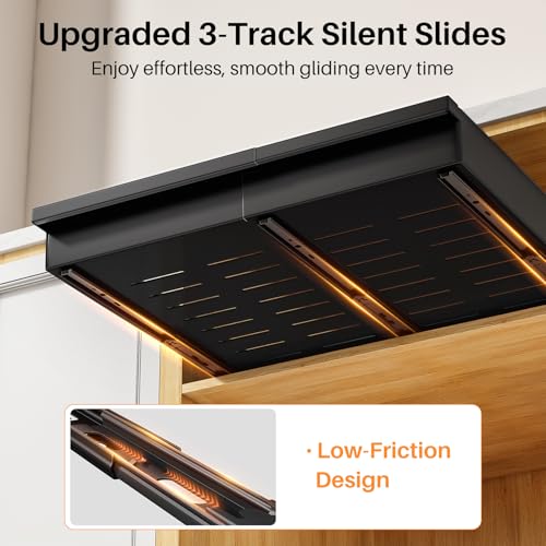 Pull out Cabinet Organizer, 1-Pack Expandable(13.6"-24") Silde out Drawers with Raising Pad for Framed Cabinets, Adjustable Full-Extension Adhesive Roll out Shelves for Kitchen Pantry Home Pot and Pan by PXRACK - Used condition - Image 7
