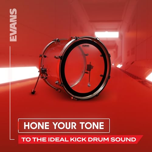 Evans EMAD2 Clear Bass Drum Head, 22” – Externally Mounted Adjustable Damping System Allows Player to Adjust Attack and Focus – 2 Foam Damping Rings for Sound Options - Versatile for All Music Genres