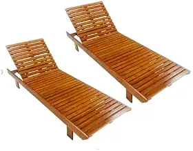 Espreguiçadeira em Madeira Para Piscina ar livre kit com 2 un