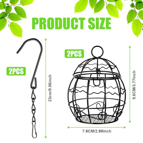 OFFCUP Meisenknödelhalter, 2 Stück Futterstation für Vögel zum Aufhängen, Futterspender Vögel, Futterspender für Meisenknödel, Vogelfutterstation mit Klappdeckel, Durchmesser 10cm(Schwarz)