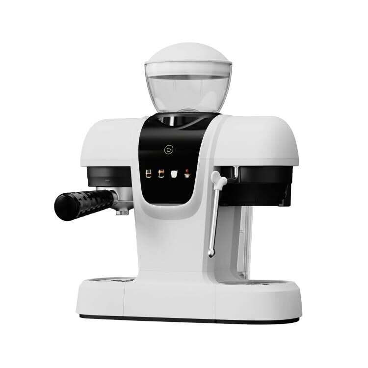 Semi-Automatic Espresso Machine with Grinder, 20 Bar, Compact Professional Coffee Maker with Milk Frother, Latte & Cappuccino, Perfect for Home Use, White