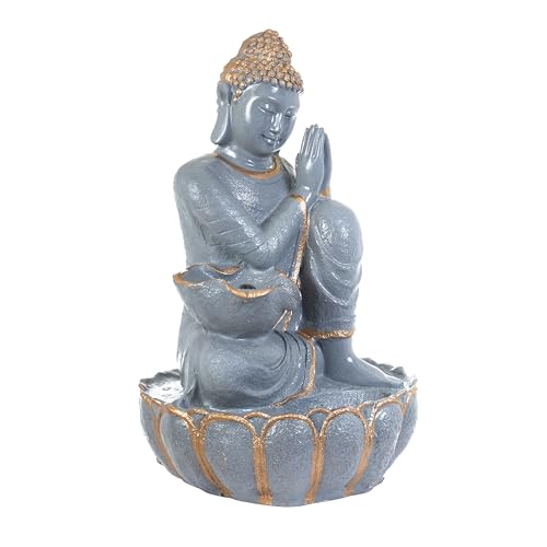 Image of 3 Feet Namaste Buddha Water Fountain for Home & Garden|Fiber Buddha Fountain with LED Light|Indoor Outdoor Fountain for Vastu & Positivity (Unique Grey, 3 Feet Namaste Buddha Fountain)