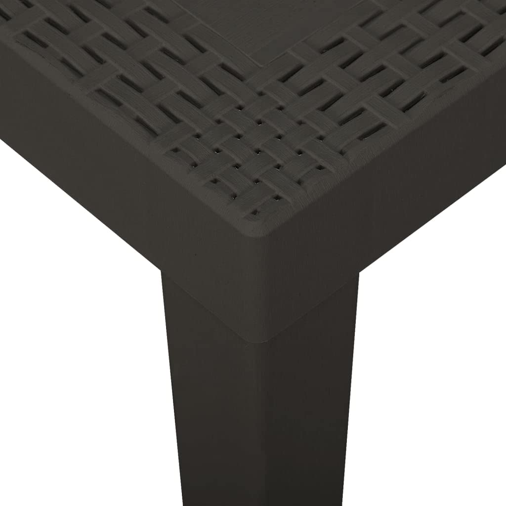 Mesa de jardín de plástico antracita, 79 x 65 x 72 cm, resistente a la intemperie, estable, fácil de limpiar, plegable, para terraza, balcón, jardín, pícnic, camping, fiesta