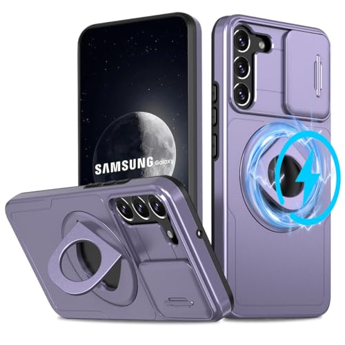 JSCOMYAP Design for Galaxy S25 5G Phone Case [Compatible with Magsafe] Wireless Charging Rotatable Invisible Kickstand Silicone TPU Bumpers Shockproof Protective Cover for Samsung S 25 Women Purple by JSCOMYAP - Used condition - CA$3.22