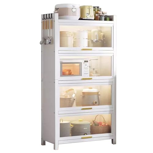 Genérico Estante de Almacenamiento de Cocina, Estante de Cocina de pie, Soporte para microondas con gabinete de Puerta abatible, Estante de Almacenamiento de Cocina con Ruedas para electrodomésticos,