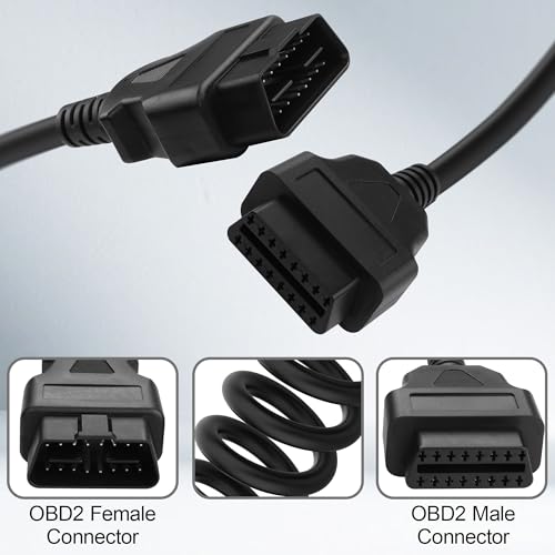 Image of OBD2 Extension Cable OBD II 16 Pin Male to Female Diagnostic Extender Cord for OBD-II Scan Tool Compatible for All OBD2 Vehicles (1 Ft)