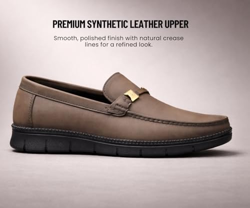 Image of Kraasa Men's Casual Loafers | Synthetic Leather Upper | Comfortable PU Sole | Slip-On Buckle Office, Party Shoes
