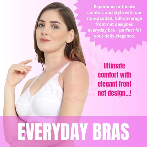 Image of Fashiol Women's Cotton Minimizer Saree Bra | Plus Size Full Coverage Non-Padded Heavy Bust Everyday Ladies Bras - 34 Till 50