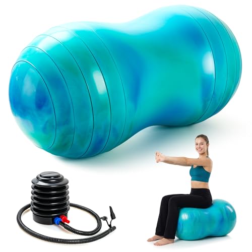 EVERICH TOY Peanut Ball for Teens & Adults 20 Anti-Burst Exercise Ball for Physical Therapy Pregnancy Yoga Workout Ball for Fitness Core & Balance Training.