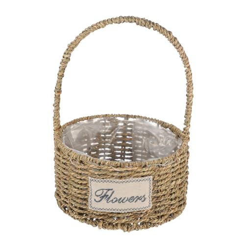 PATKAW 1 Pc Cesta De La Compra De Contenedor De Canasta De Flores Tejidas Cesta De Arreglo Floral Cesta De Canasta De Arreglos Esqueleto De Hierro Green