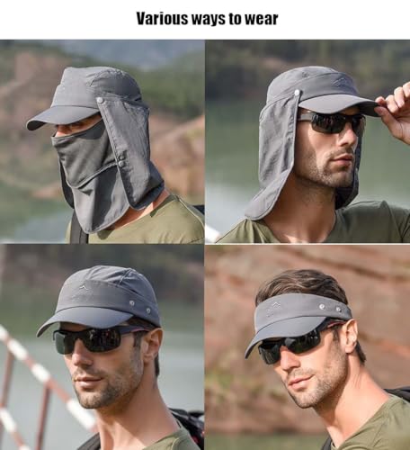 Sombrero de pesca multifuncional con cubierta facial y ala ancha miniatura 2