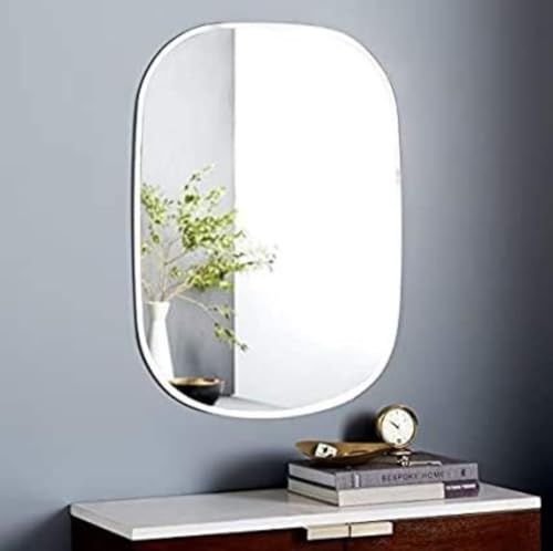 Image of Plain Glass Frameless Decorative Mirror for Bathroom Wall (18W X 24L Inch, Capsule Shape)