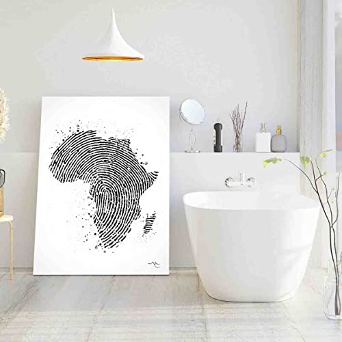 Art Canvas Wall,Africa Map Fingerprint Watercolor Print Art Print Wedding Gift Hometown Poster African Wall Decor Art Home Decor Wall Hanging- 12 In X16 In-Ready To Hang #TOP4