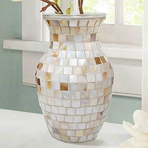 SHMILMH White Shell Mosaic Glass Vase Cover