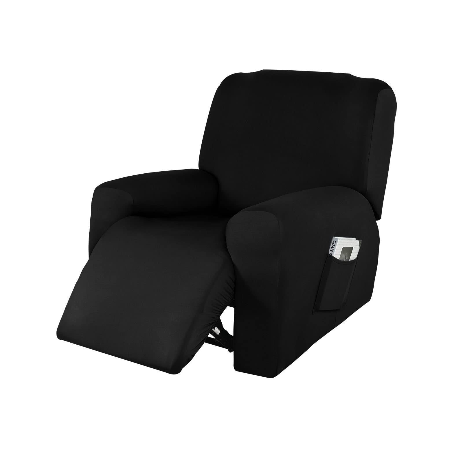 Funda reclinable elástica lavable de 4 piezas protector negro de sofá 1