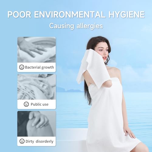 Image of Disposable Bath Towels, Large Disposable Towel Tablets Disposable Towels Portable Thick Paper Towel Reusable Suitable for Hiking Camping Sports Swimming and Traveling, 55.1 x 27.5 Inches 10 PCS