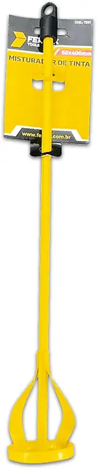 Misturador Batedor de Argamassa Fertak Para Furadeira Concreto Massa Corrida Tintas Original - Amarelo