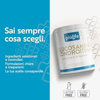 Glucosamina Condroitina Msm 730mg per Compressa PiùLife, Integratore Articolazioni e Cartilagine ginocchio, Complex Condroitina Glucosamina Alto Dosaggio con Vitamina C per il Collagene