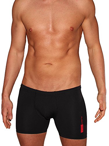 Men's Square Leg Swimsuit Boxer Brief Style - Fast-Drying Swimming Trunks Black