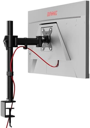 Duronic Single Monitor Arm Stand DM251X2 | PC Desk Mount | Steel | Height Adjustable | For One 13-27 Inch LED LCD Screen | VESA 75/100 | 8kg Capacity | Tilt -90°/+35°, Swivel 180°, Rotate 360°