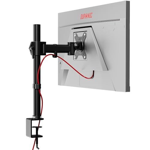 Duronic Single Monitor Arm Stand DM251X2 | PC Desk Mount | Steel | Height Adjustable | For One 13-27 Inch LED LCD Screen | VESA 75/100 | 8kg Capacity | Tilt -90°/+35°, Swivel 180°, Rotate 360°