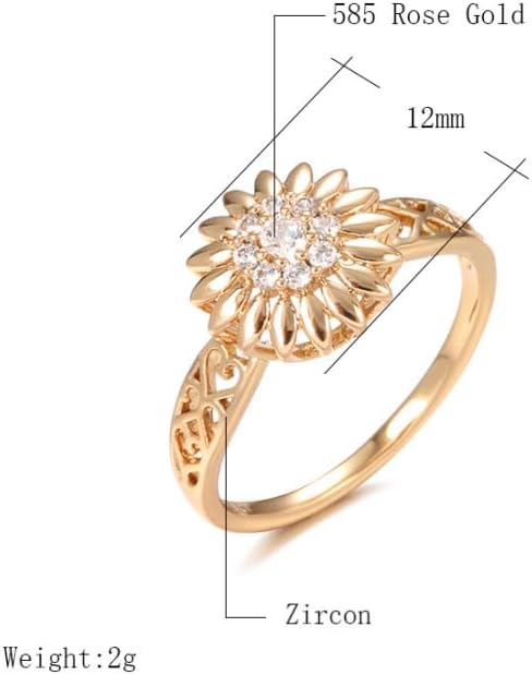 Sparkling Sunflower Ring Micro-Inlaid 18K Gold Plated Punk Personality Design Decompression Jewelry Anxiety Ring for Women Anti Stress Jewelry