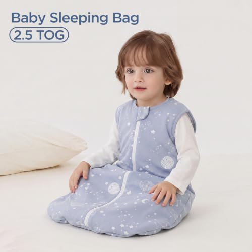 Image of Duomiaomiao 2.5 TOG Baby Sleep Sack 100% Cotton Winter Baby Wearable Blanket, Warm Quilted Comfy Toddler Sleeping Sack