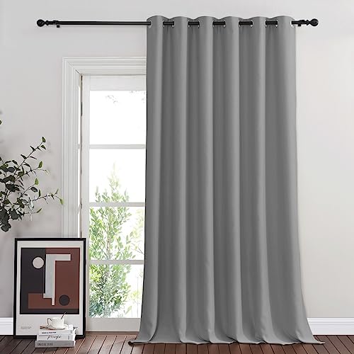NICETOWN Silver Grey Blackout Curtain for Sliding Glass Door, Grommet Patio Door Curtain Wide Window Treatment Privacy Thermal Insulated Drapes for Bedroom/Living Room (1 Panel, W80 x L95)