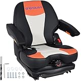 GINDAOLULU Universal Forklift Seat, Tractor Suspension Seats with Adjustable Backrest, Armrests and Seat Belts; Suspension Seat for Zero Turn Mower with Safety Folding Design and Micro Switch