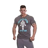 gold's gym - t-shirt da uomo con maniche corte, allenamento premium fitness palestra sport t-shirt, uomo, ggts002_gmtur_l, grigio marl/turchese, l