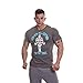 Golds Gym Joe Muscle Formation Haut de Gamme Workout Hommes Fitness Gym Sport T-Shirt, Gris Marl/Turquoise, XL