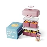 monbento - MB Tresor Blush Fiambrera infantil rosa - Lonchera para niños 3 Compartimientos - Caja merienda - Bento box sin BPA - segura y duradera