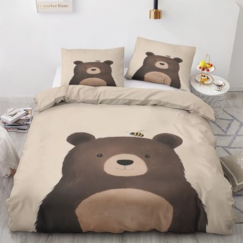 Generisch Bär Deko - Winter Bettwäsche 155x220 Bär, Kinder Cartoon Tiere...