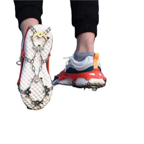 Crampones Crampones Antideslizantes for Calzado, Agarre en Hielo, Garra for esquí, Senderismo, Pesca, Nieve Escalada De MontañA(18 Teeth Orange L)