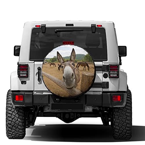 Image of Funny Donkey Spare Tire Cover Dust-Proof Wheel Tire Cover Fit Trailer, RV, SUV and Many Vehicle 12inch