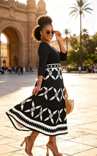 Image of VisiChenup African Print Dress for Women Casual Midi Dress