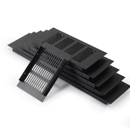 SakuRiver 1個入り ブラック アルミ合金 通気性メッシュ 長方形 ワードローブ 通気口 靴キャビネット 食器棚 冷却通気口(50x225mm)