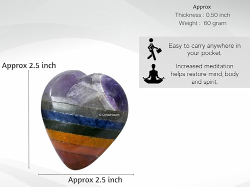 Image of Crystal Heaven Certified Chakra Heart Palm Pebbles Stones For Anxiety Stress Relief Massage-Aaa Grade Original Healing Gemstone Agate Heart Palm Stone For Yoga Meditation Spiritual