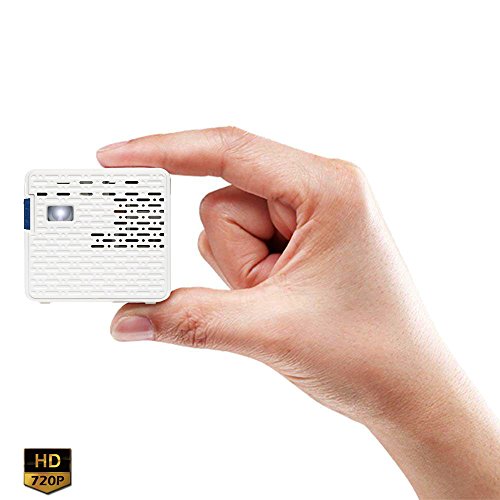 AAXA HD Pico Mini LED Projector with 150-Minute Rechargeable Battery, 1280x720p HD Native Resolution, Portable Cube Design, Onboard Media Player, iPhone iPad PS4 Xbox Compatible