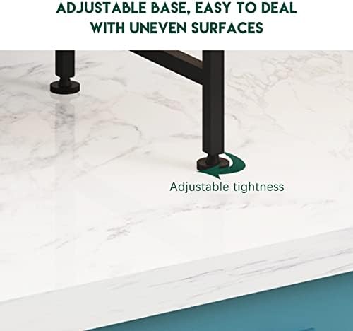SEEZSSA Expandable Microwave Oven Rack, 3-Tier Kitchen Microwave Shelf with 3 Hooks, Height & Width Adjustable, Carbon Steel Kitchen Storage Organizer Counter Shelf Stand, White (40-64 x 29 x 78 cm)
