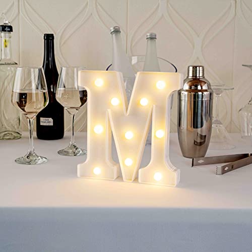 Image of Restaurantware Illumify 8.1 x 1.2 x 8.7 Inch Light Up Letter 1 Durable Marquee LED Light - Letter M Touchproof White Plastic Party Light Keyhole Slot For Parties Weddings Or Special Events
