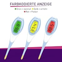 scala SC 2050 Digitales Fieberthermometer – großes, leuchtendes LCD mit Farb-Alarm (grün/gelb/rot) – flexible nickelfreie Spitze, wasserdicht, Batterie wechselbar; für Baby, Kinder, Erwachsene – Ansicht 3