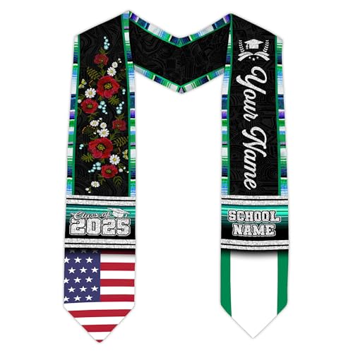 MonkeyVan Custom Nigerian Graduation Sash, Nigeria Graduation Stole Customize, Nigerian American Flag Graduation Sash 2025 Nigeria 1